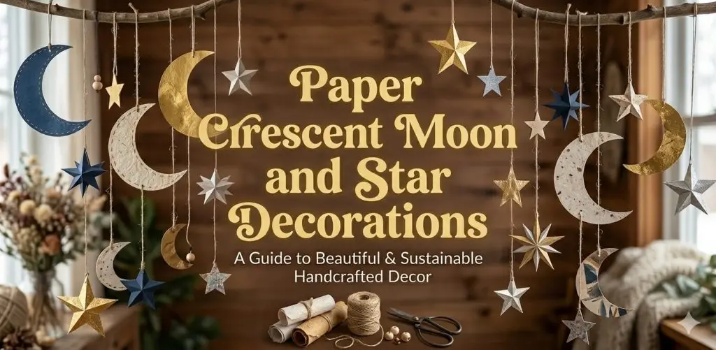 Paper Crescent Moon and Star Decorations