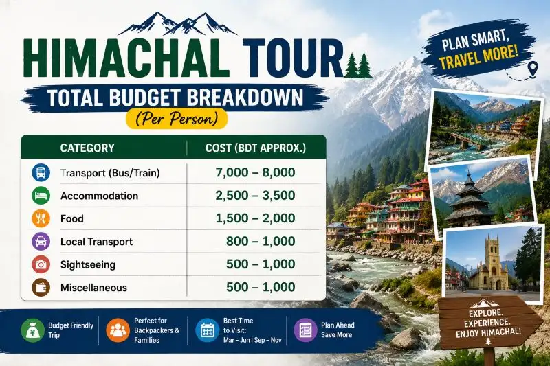 Himachal Tour Total Budget Breakdown (Per Person)